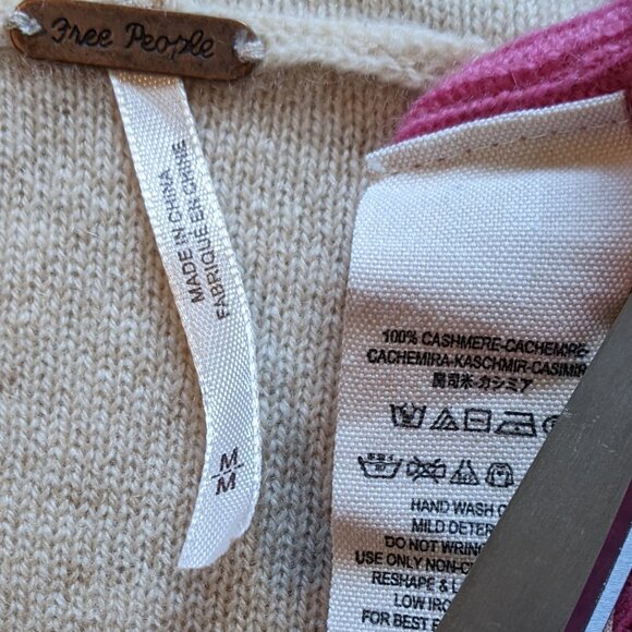 Free People Cashmere Sweater Dress Hoodie Tunic Pink Cream Ombre - Picture 4 of 7